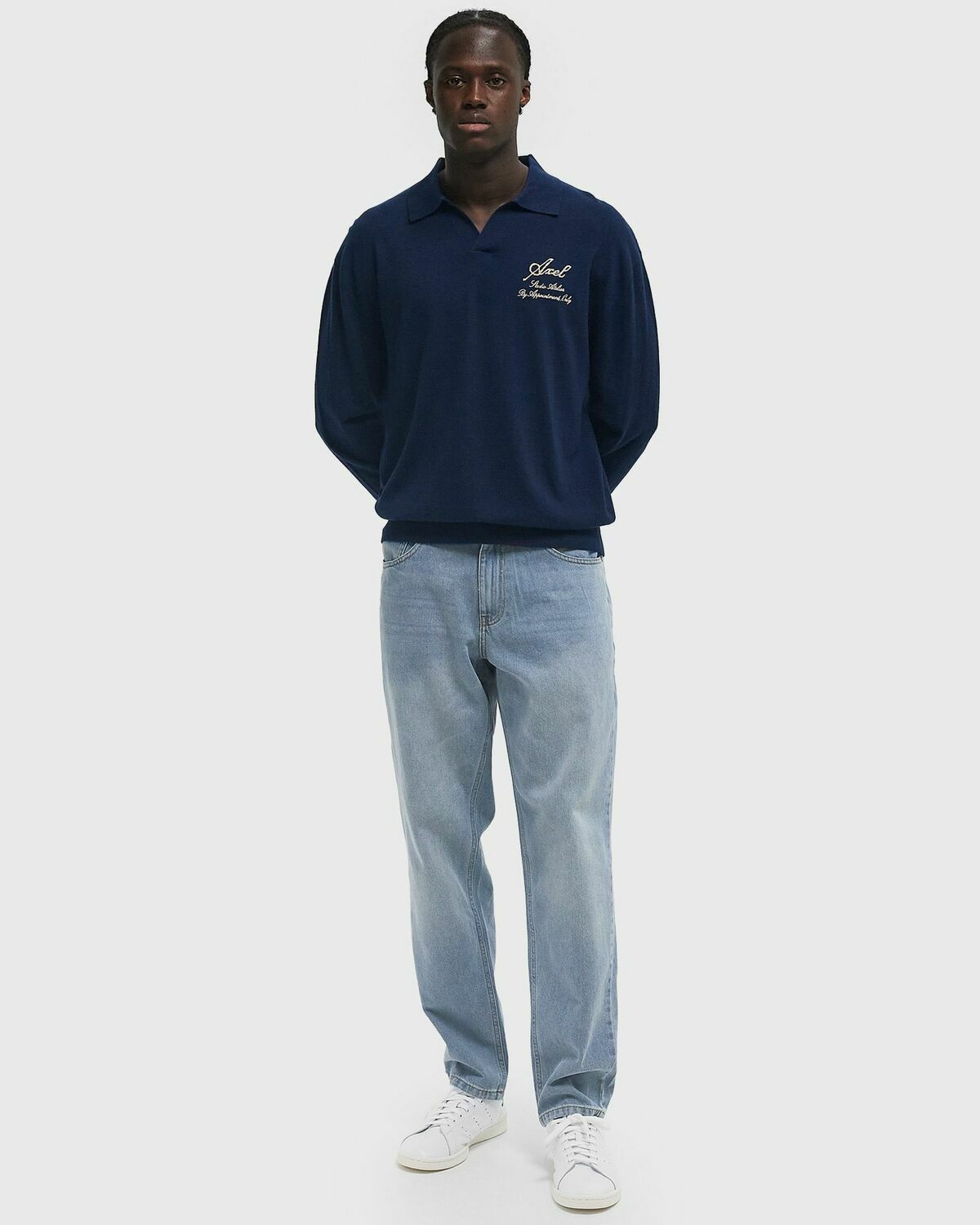 Axel Arigato Atelier Polo Sweater Blue Mens Pullover