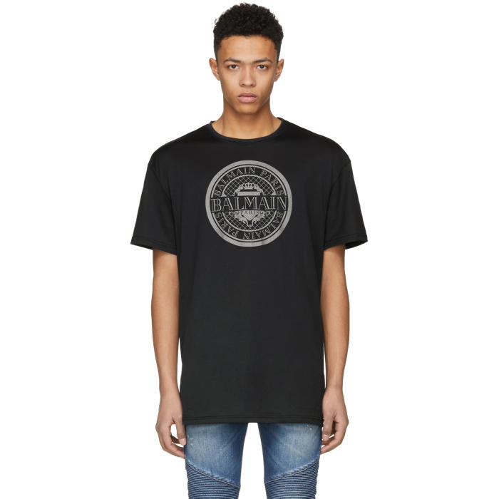 Photo: Balmain Black Oversized Coin Print T-Shirt