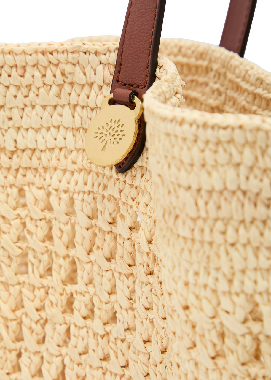 Mulberry Crochet Leather and Raffia Tote - Natural - One Size