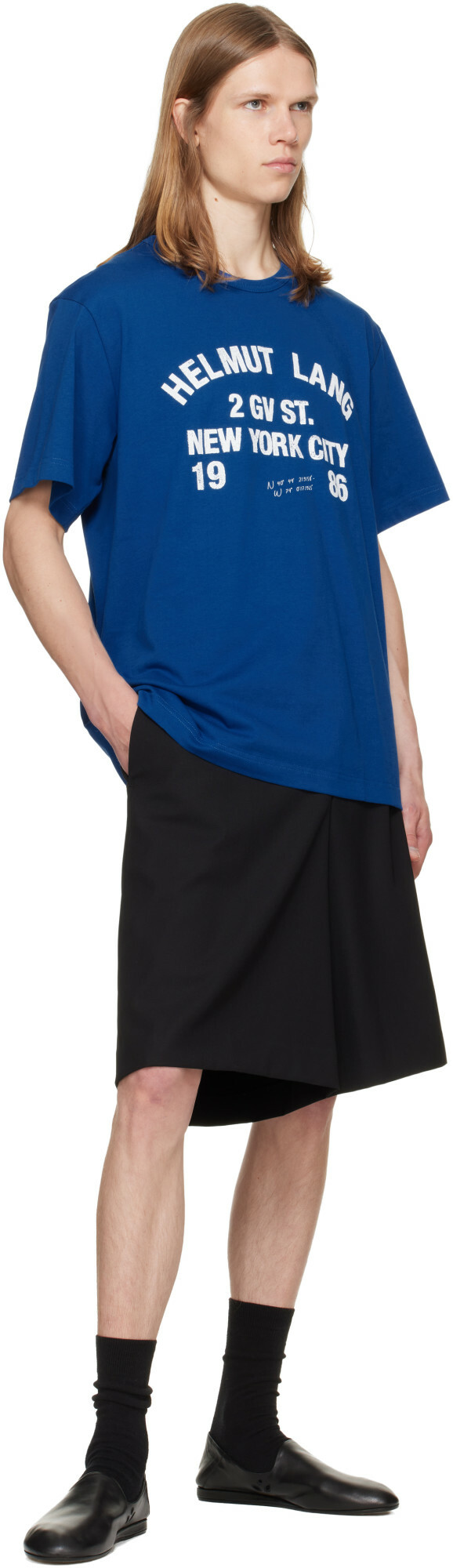 Helmut Lang Blue Varsity T-shirt