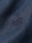 Etro - Slim-Fit Logo-Embroidered Linen Shirt - Blue