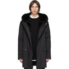 Yves Salomon - Army Black Down and Fur Bachette Coat