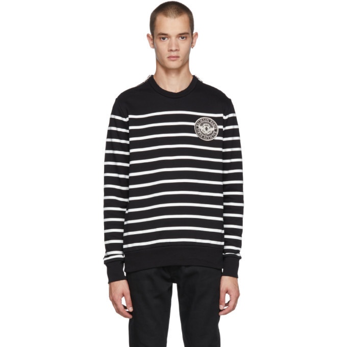 Photo: Balmain Black and White Striped Zip Sweatshirt