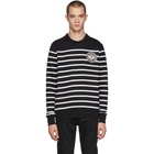 Balmain Black and White Striped Zip Sweatshirt