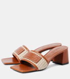 Versace Theia Barocco leather-trimmed raffia mules
