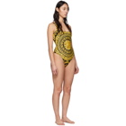 Versace Underwear Black and Yellow Barocco One-Piece Swimsuit