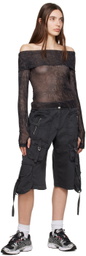 (di)vision Black & Brown Off-The-Shoulder Long Sleeve T-Shirt