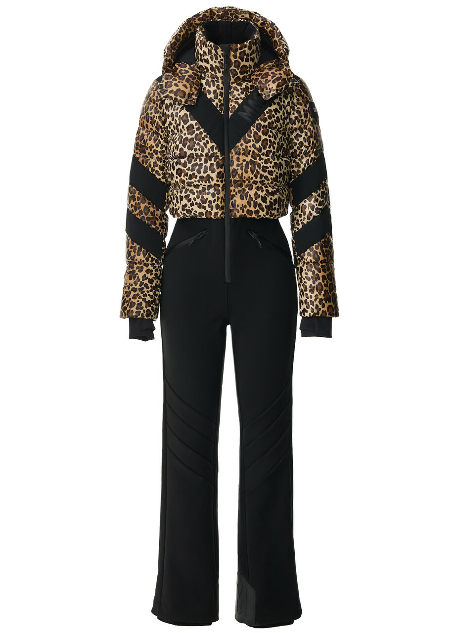 Mackage Satory Cheetah-print Bonded Fleece ski Suit Brown