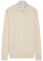 Acne Studios Layered-effect Silk and Wool-blend Polo top Beige