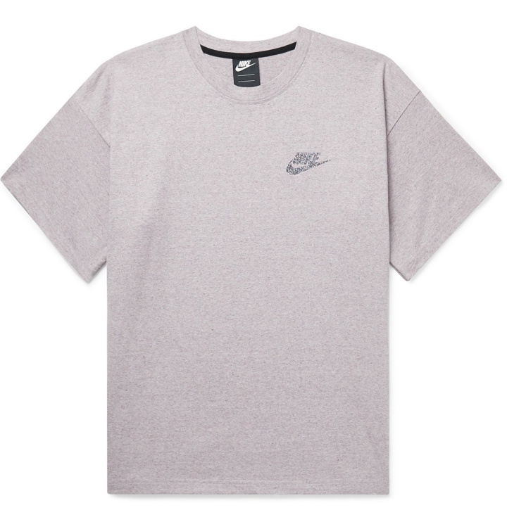 Photo: Nike - Sportswear Logo-Print Mélange Cotton-Jersey T-Shirt - Purple
