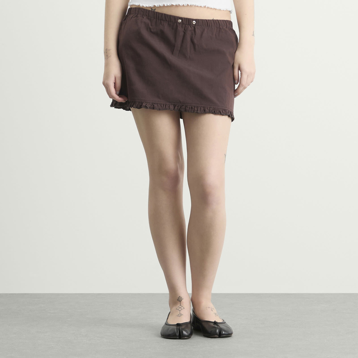 Deiji Studios Women's Flounce Mini Skirt in Umber