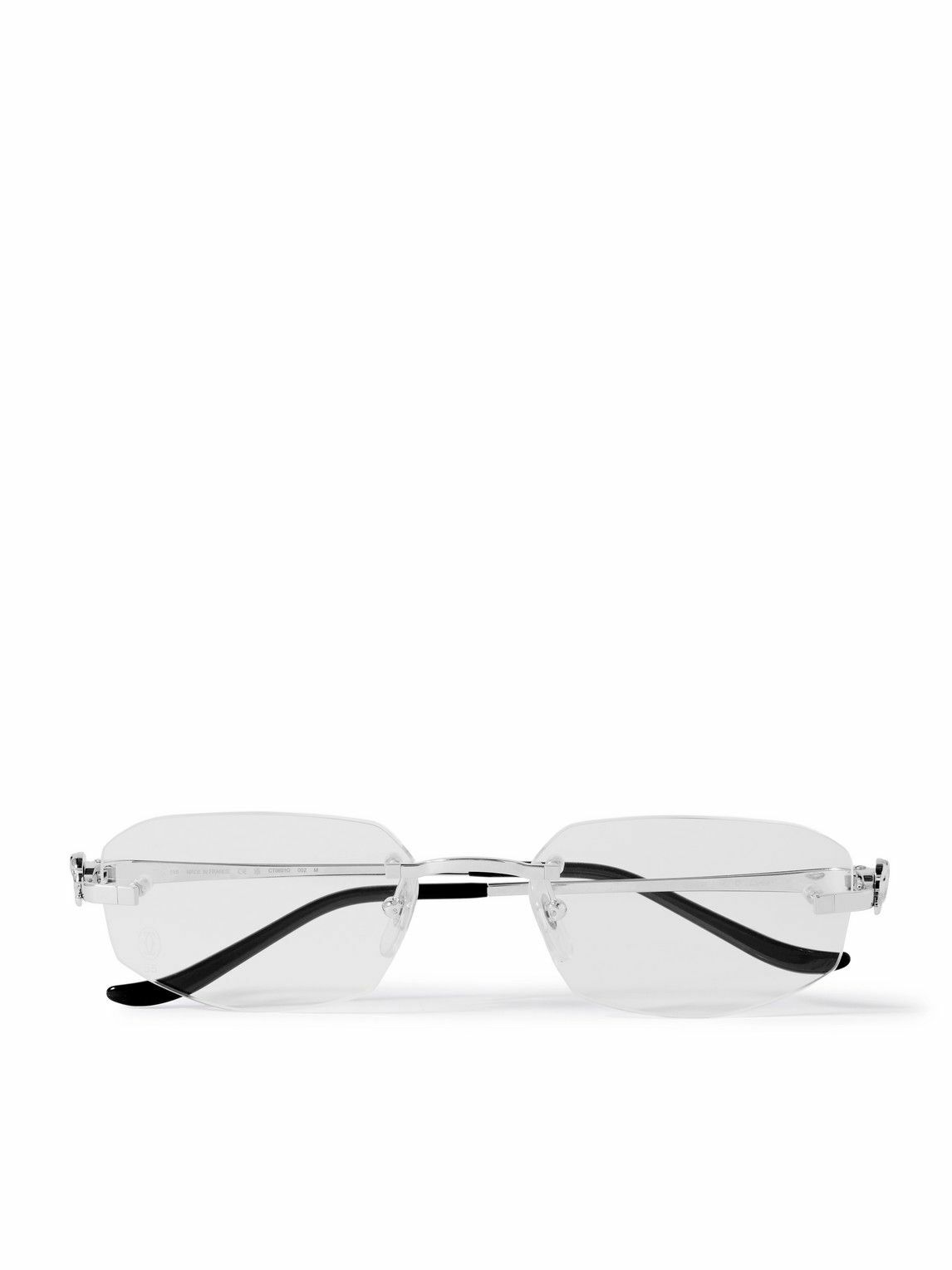 Cartier Eyewear - Panthère De Cartier Rectangular-Frame Rimless Silver ...