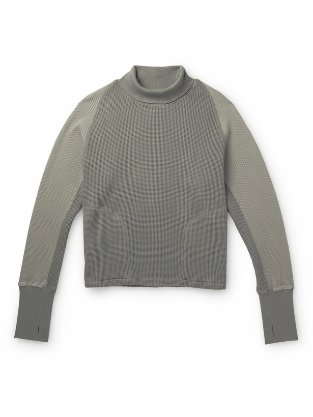 Photo: Nicholas Daley - Waffle-Knit Cotton Rollneck Sweatshirt - Gray