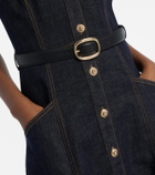 Self-Portrait Halterneck denim midi dress