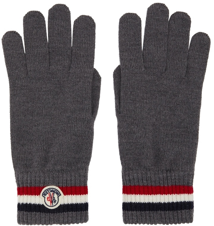 Photo: Moncler Grey Wool Stripe Gloves