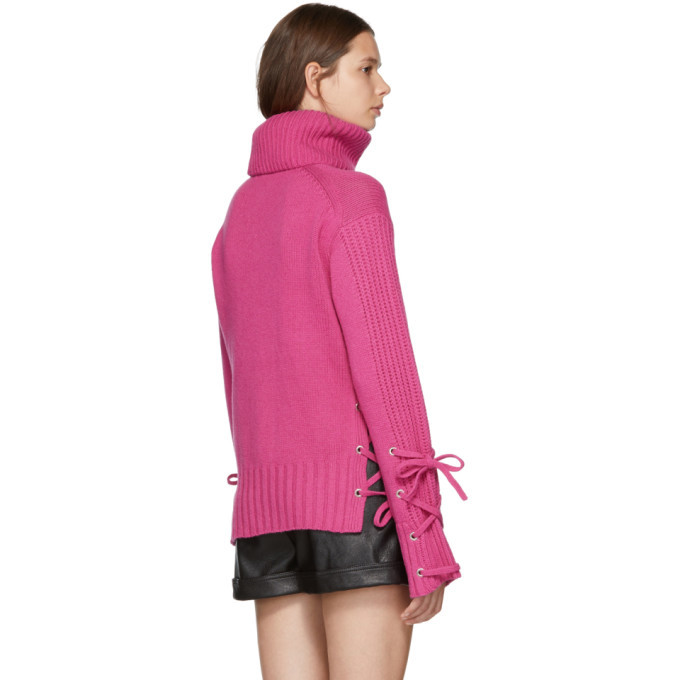 McQ Alexander McQueen Pink Lace-Up Turtleneck McQ Alexander