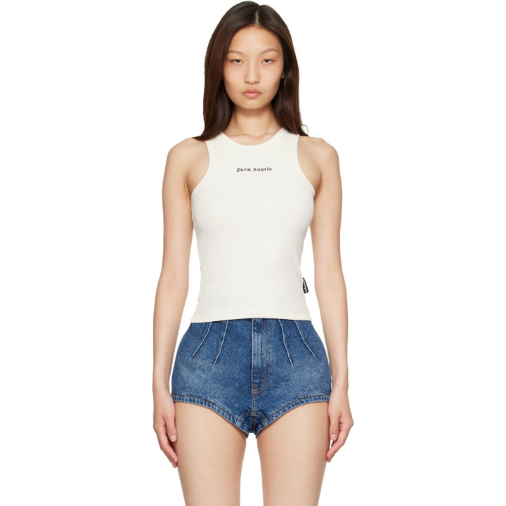 Photo: Palm Angels Off-White Classic Logo Fitted Tank Top