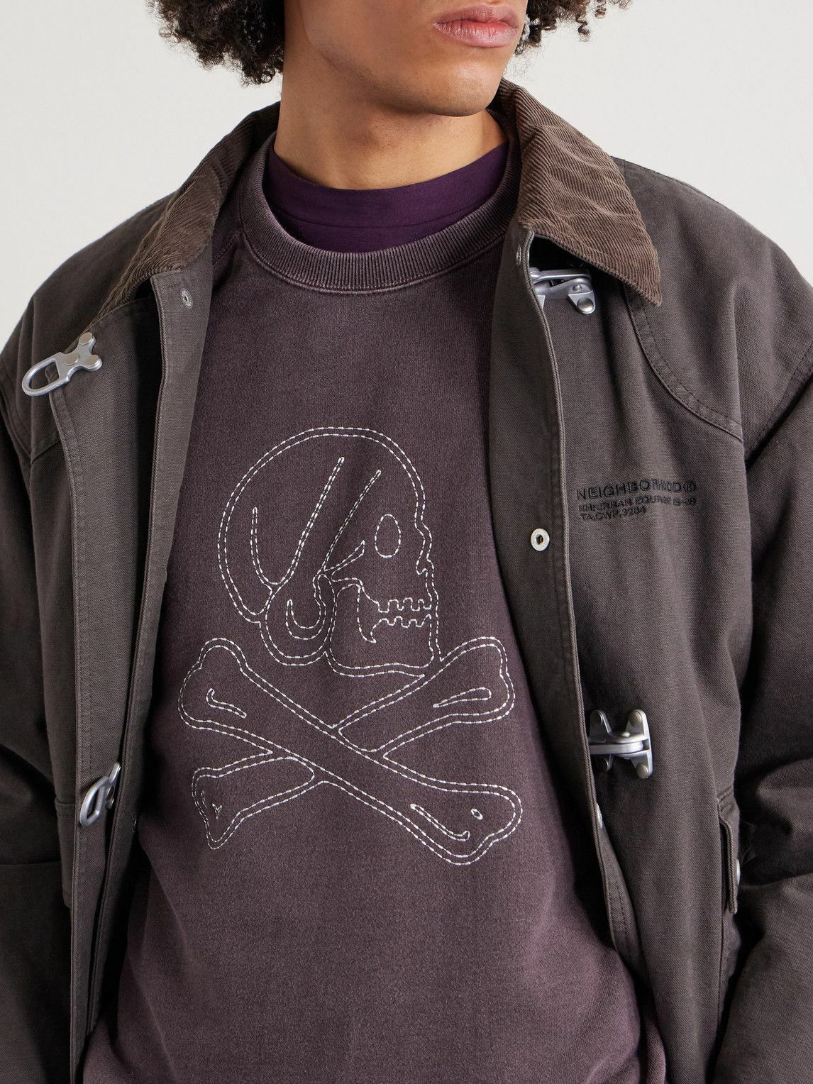 Neighborhood - Embroidered Pigment-Dyed Cotton-Jersey Sweatshirt - Brown