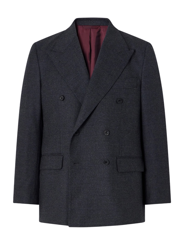 Photo: Rubinacci - Double-Breasted Virgin Wool-Twill Blazer - Gray