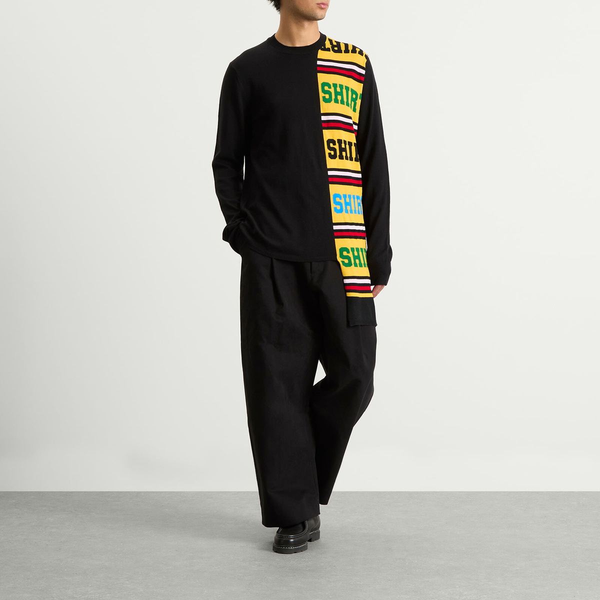 Comme des Garçons SHIRT Men's Football Scarf Knit in Black