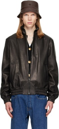 Valentino Black High Neck Leather Jacket