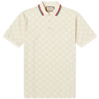 Gucci Men's GG Jacquard Tipped Polo Shirt in Bone