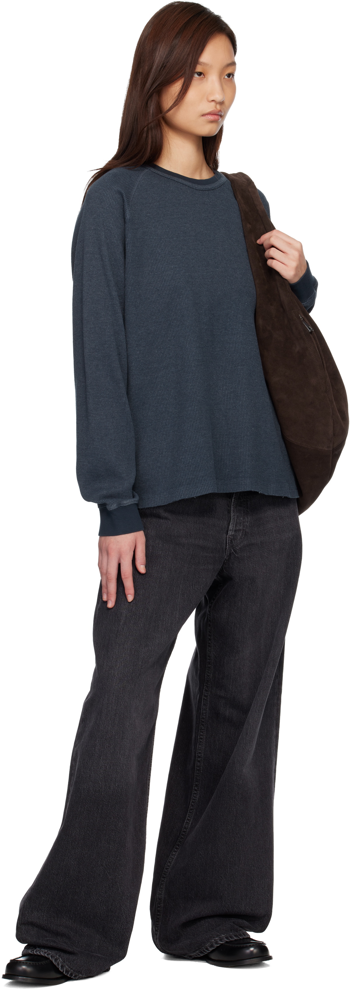 COOR Blue Waffle Raglan Long Sleeve T-shirt