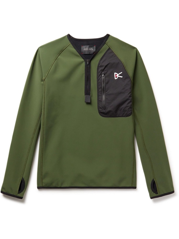 Photo: DISTRICT VISION - Rocco Logo-Print Shell-Trimmed Neoprene Half-Zip Top - Green