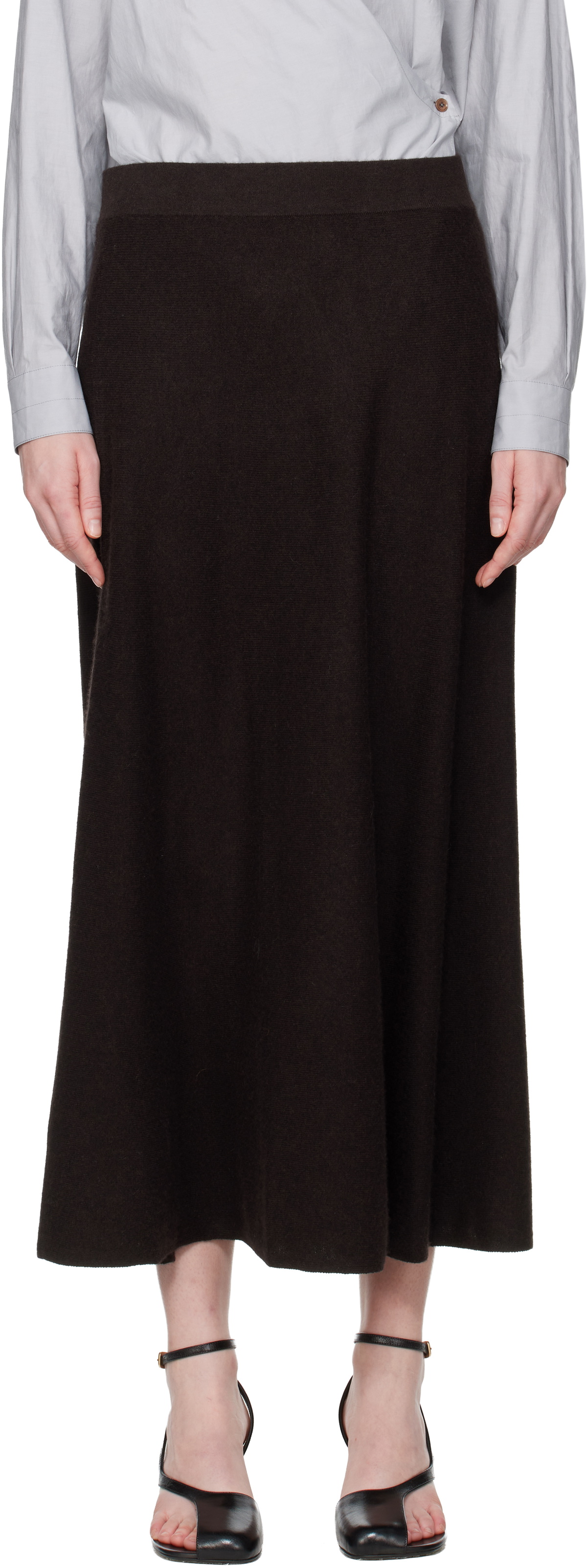 LISA YANG Brown Torie Midi Skirt