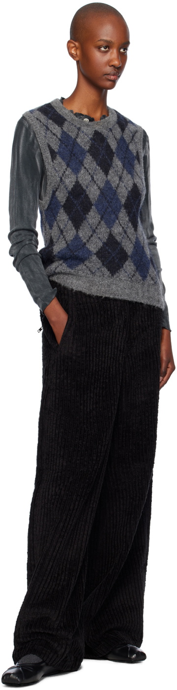 OPEN YY Black Corduroy Wide-Leg Trousers OPEN YY
