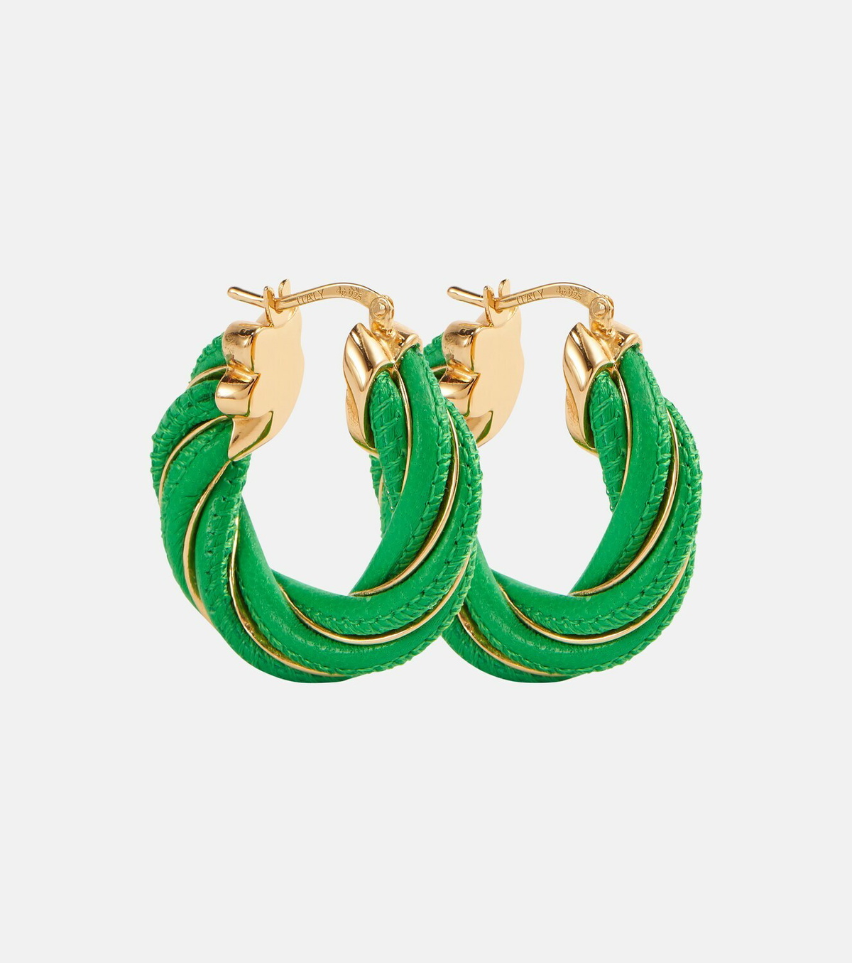 Bottega Veneta - Twist leather-trimmed hoop earrings Bottega
