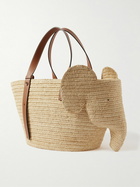 LOEWE - Elephant Leather-Trimmed Raffia Tote Bag