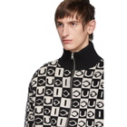 Gucci Black and Off-White Wool Checkerboard Zip-Up Sweater