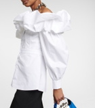 Alexander McQueen - Ruffled off-shoulder cotton poplin top
