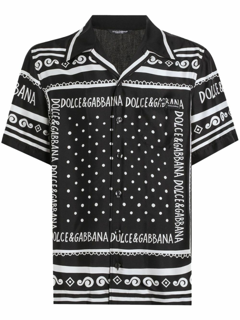 Dolce & Gabbana☆Bandana シルク ツイル 半袖 シャツ Silk shirt with bandanna print in Print for Men