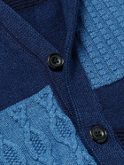 Beams Plus - Patchwork Knitted Cotton Cardigan - Blue