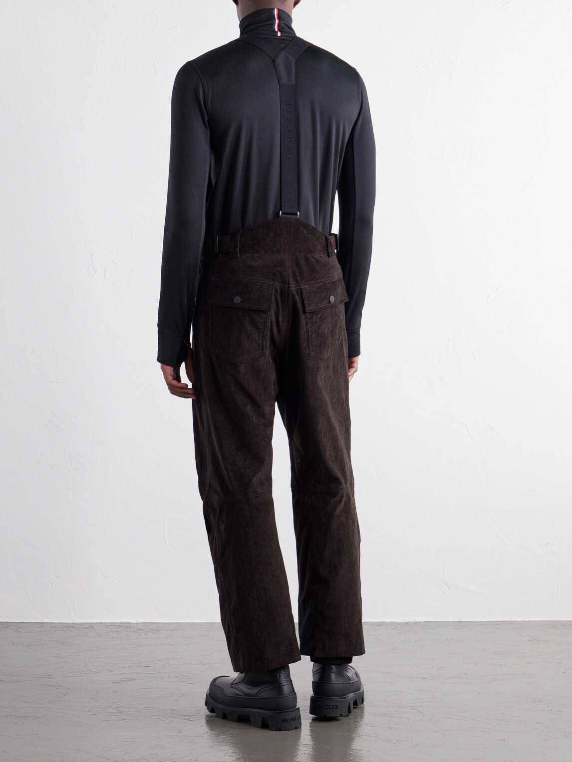 Moncler Grenoble - Straight-Leg Padded Webbing-Trimmed Stretch Cotton-Corduroy Ski Salopettes - Brown