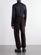 Moncler Grenoble - Straight-Leg Padded Webbing-Trimmed Stretch Cotton-Corduroy Ski Salopettes - Brown