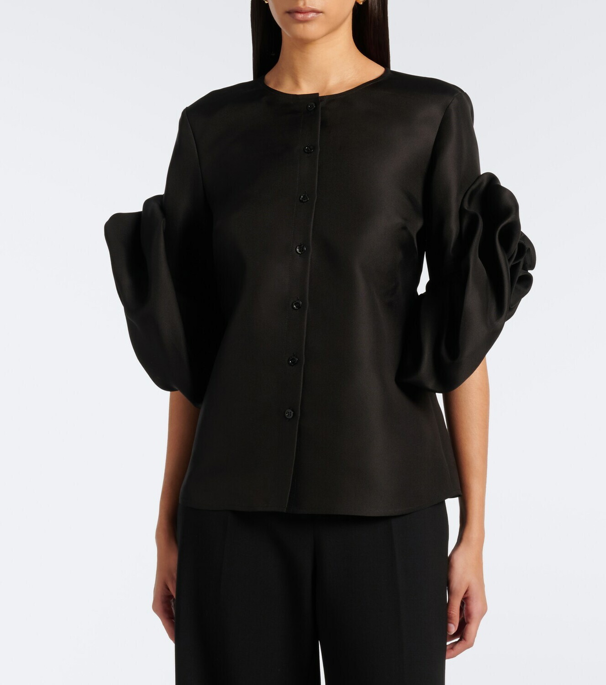 Carolina Herrera Floral-appliqué silk top