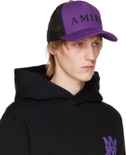 AMIRI Purple & Black Emrboidered Trucker Cap