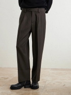 Enfants Riches Déprimés - Straight-Leg Pleated Pinstriped Virgin Wool Trousers - Brown