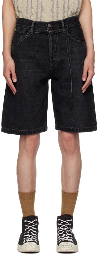 Photo: Acne Studios Black Belted Denim Shorts