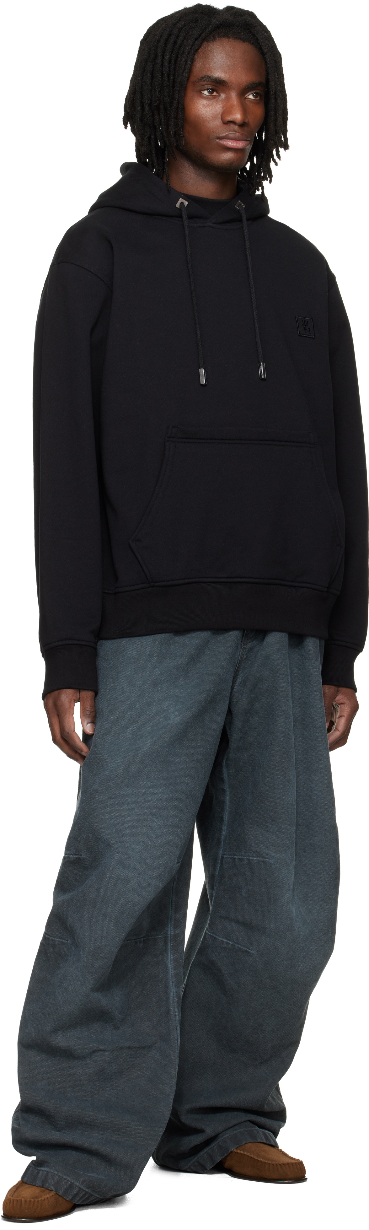 WOOYOUNGMI Black Flower Back Logo Hoodie
