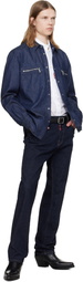 Dsquared2 Blue Wet & Dry Wash Denim Biker Shirt