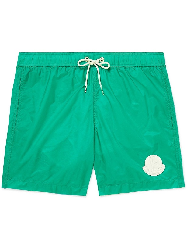 Photo: Moncler - Mid-Length Logo-Appliquéd Swim Shorts - Green