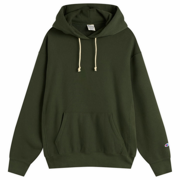 Photo: Champion Men's Reverse Weave Relaxed Hoodie in Forest Green