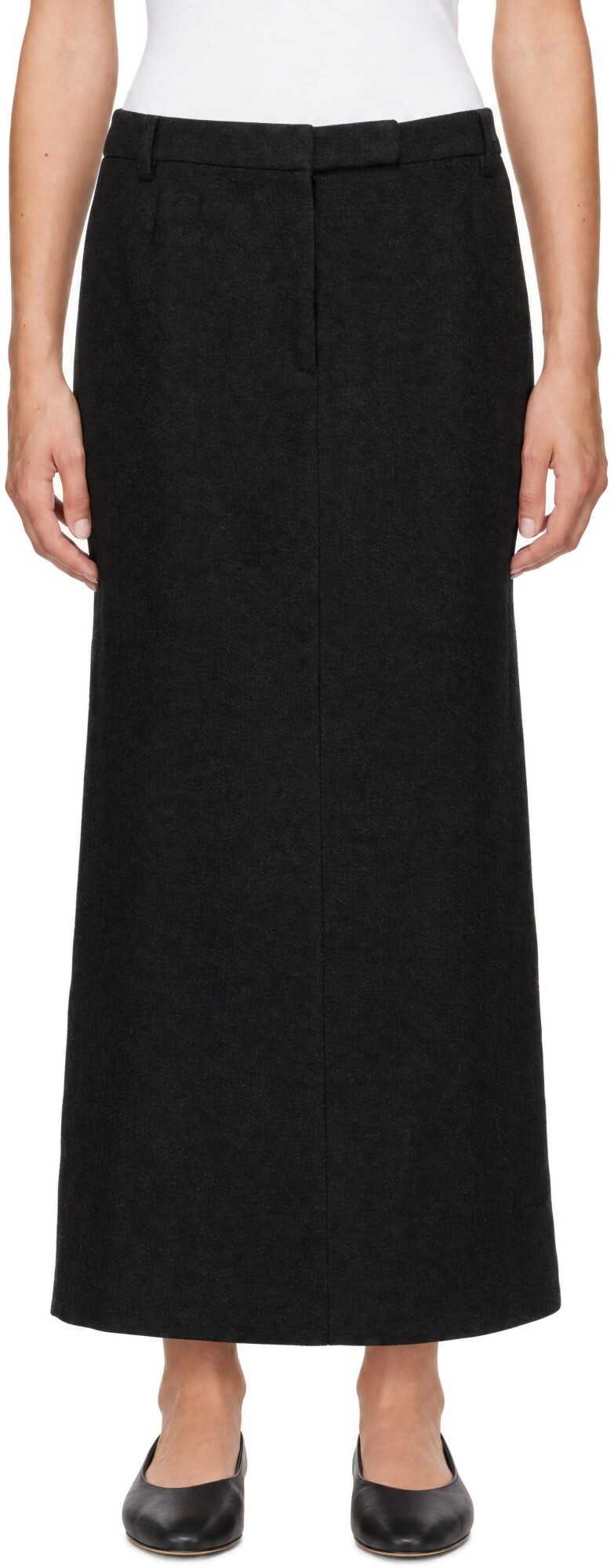 LE17SEPTEMBRE Black Wool-Blend Column Maxi Skirt