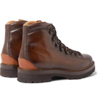 Ralph Lauren Purple Label - Fidel Burnished-Leather Boots - Brown