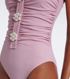 Karla Colletto Maya embellished ruched swimsuit