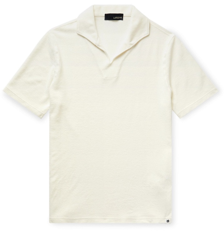 Photo: Lardini - Slim-Fit Cotton-Blend Terry Polo Shirt - Neutrals